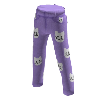 Kitty Pattern Pants Purple