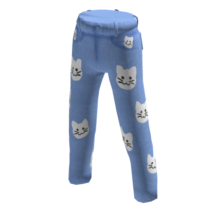 Kitty Pattern Pants Blue