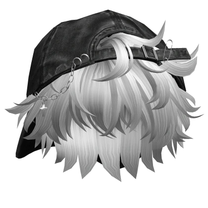 Silver Messy Anime Boy Hair w/ Y2K Distressed Hat