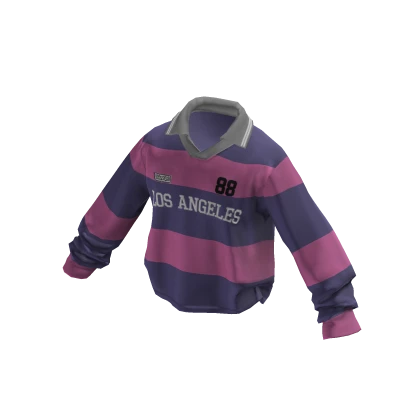 💗V-NECK SPORTY COLLAR T-SHIRT_PINK/PURPLE