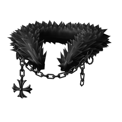 [3.0] Black White Chained Chrome Pendant Neck Fur