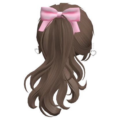 Valentines Ponytail w/ Bow & Earrings in Brown