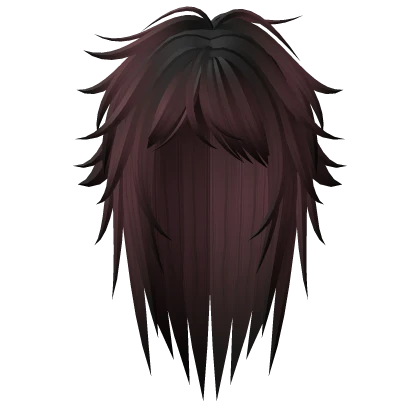 Messy Emo Shaggy Rockstar Hair in Burgundy Red