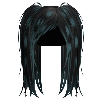 Raccoon Blue Messy Emo Punk Rock Pigtails