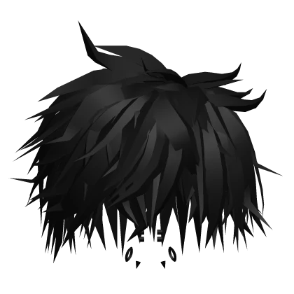 Messy Anime Spiky Boys Emo Hair w/Face Acc (Black)