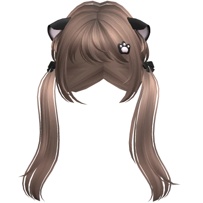 Kawaii Cat Ears w/ Paw Hairclip Hair (Milktea)