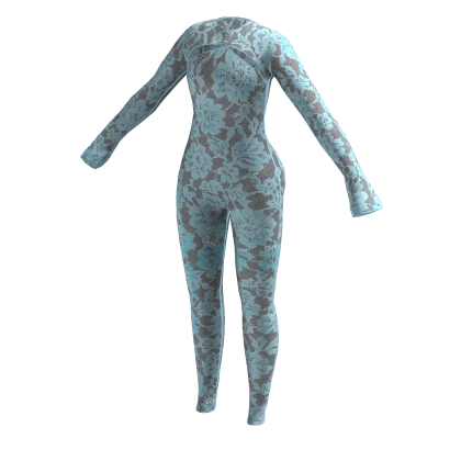 Blue Snow Blossom Lace Suit