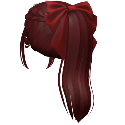 Dutch Braid Ponytail w/ Red Bow (Red)