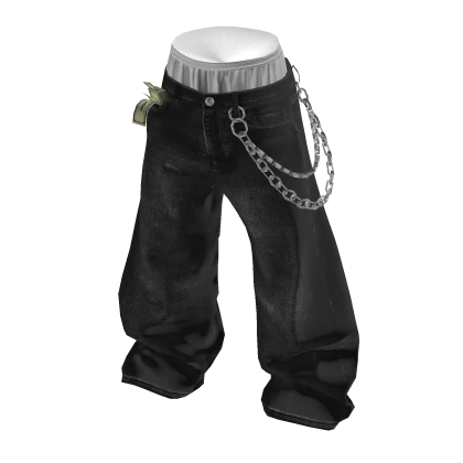 💗MONEY SAGGING JEANS WITH CHAIN_BLACK