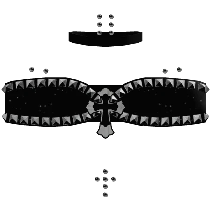 cute emo choker piercing black studded top 