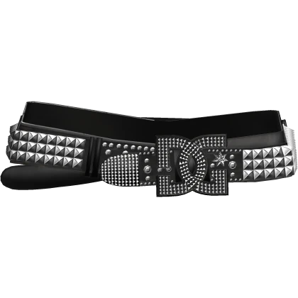 Y2K Studded DC Double Rhinestone Scene Belt Black