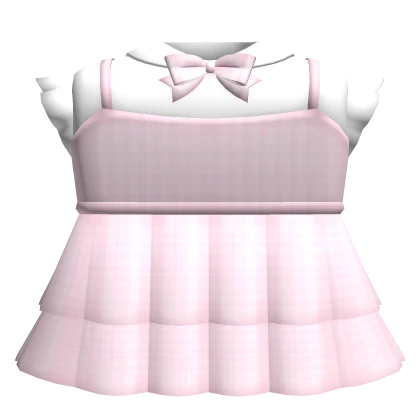 plaid ruffle dress n collared shirt baby pink 3.0