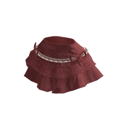 Victoria Set - Velvet Ruffled Skirt Bows | Red