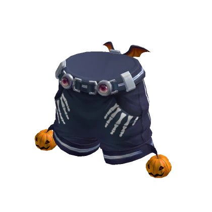 Spooky Skeleton Shorts w/ Pumpkins Black