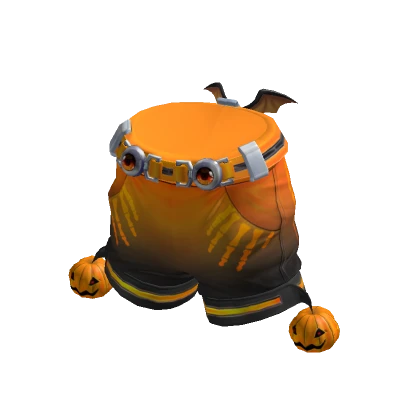 Spooky Skeleton Shorts w/ Pumpkins Orange 