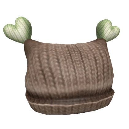 Knit Heart Beanie - brown & green