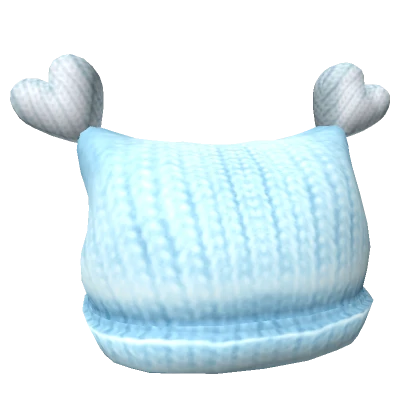 Knit Heart Beanie - blue