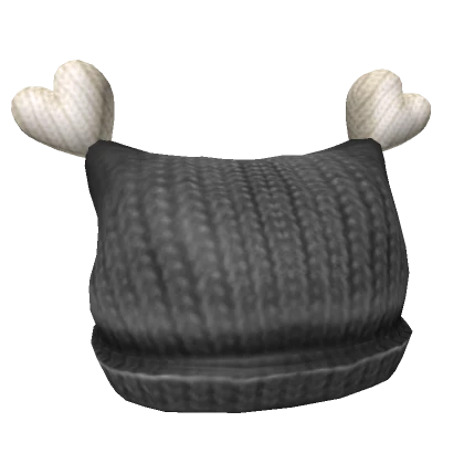 Knit Heart Beanie - black & white