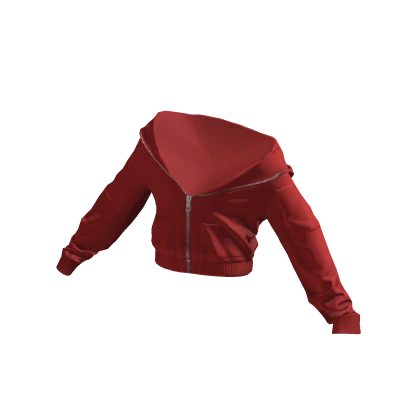 Red Cropped Zipped Hoodie