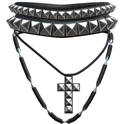 Black Silver Designer Emo Studded Spiked Necklace