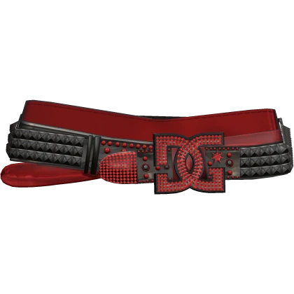 Y2K Studded DC Rhinestone Scene Belt Red Black