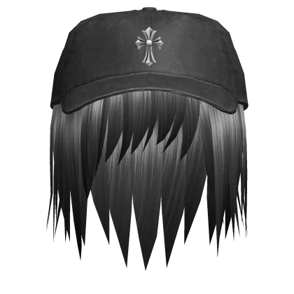 Grey Vkei Emo Anime Hair with Chrome Hat