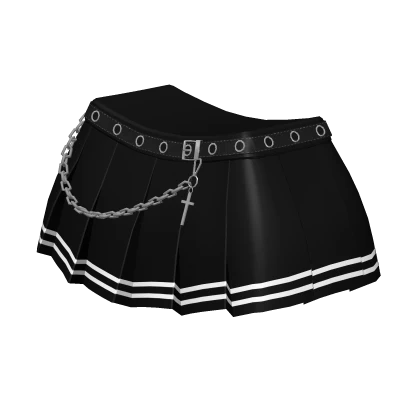 [R6] Black Goth School Skirt w/ Chain