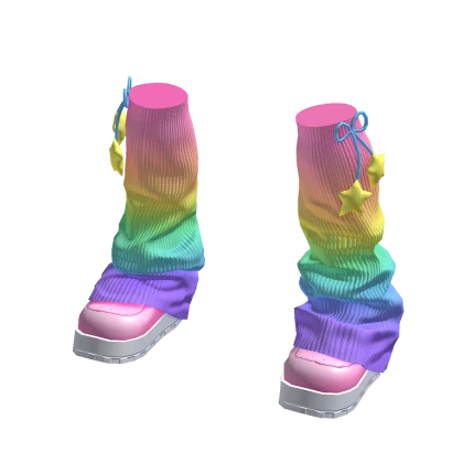 Starry Knit Legwarmers Pastel Rainbow