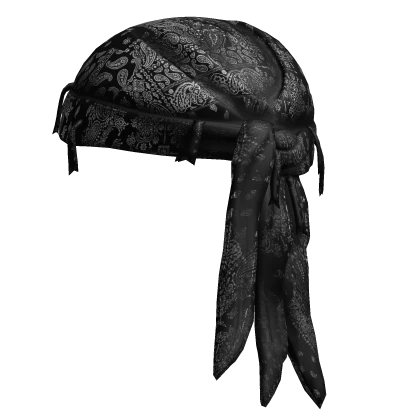 Black Paisley Tied Worn Distressed Headscarf Durag