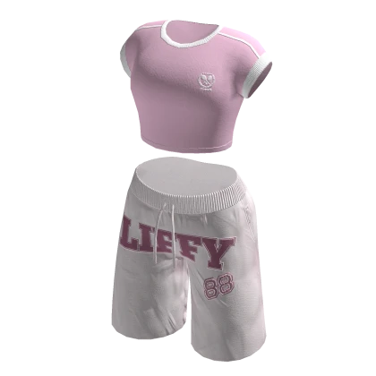 🍀Sporty Crop Top w Half Pants (Pink)