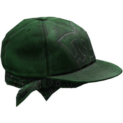 Green Distressed Skater Cap w/ Bandana