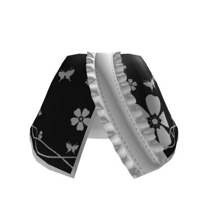 Black White Flower Kimono Long Skirt