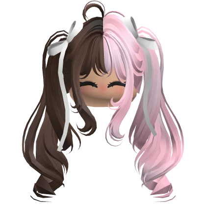 Anime Two-Tone Miku Twirly Pigtails w/ Bows & Face