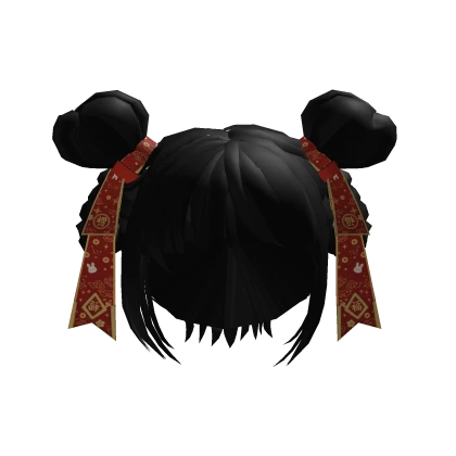 ✨Ancient 福 Twin Knot Braided Bun Hair with Ribbons