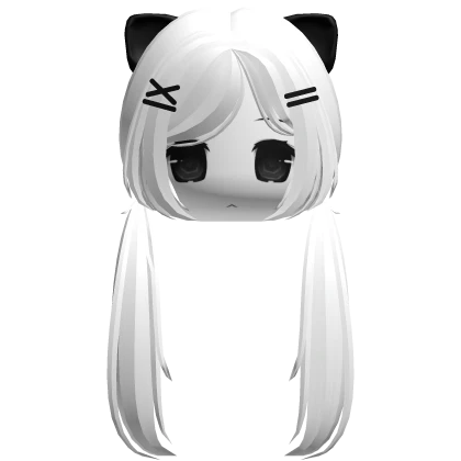 ♡ long cat anime white pigtails moe face 