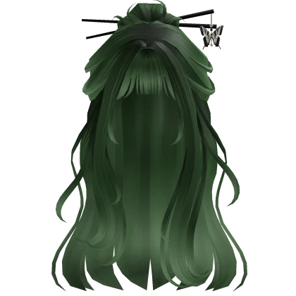 Forrest Green Half Bun Hair w/Butterfly Clip