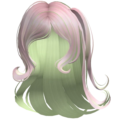 ♡ Swooped Shoujo Half Side Ponytail (Pink & Green)