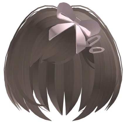 brown anime bob cut w chibi bow