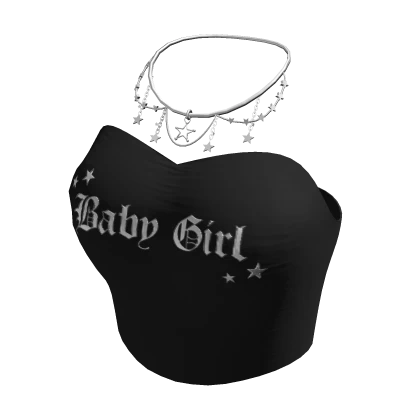  ☆ y2K Black Crop Tube top w/ Necklace Baby girl