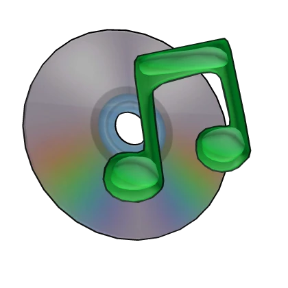 frutiger aero music player cd & note in mouth