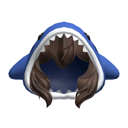 Shark Girl Hood - Brown Hair