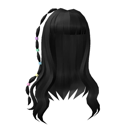 Y2K Long Pastel Beaded Hair in Black