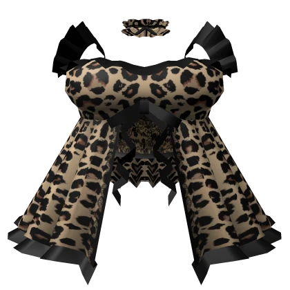 🦋Chibi Doll -Leopard print babydoll with ruffles