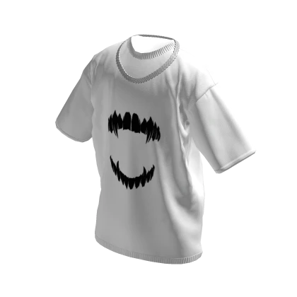 White T-Shirt w/ Silver Cuban Chain