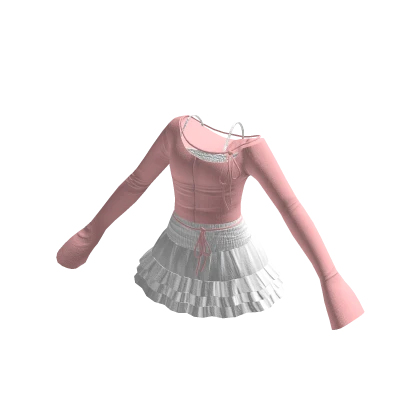 🍀Off Shoulder Skirt Outfit (Pink)