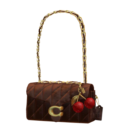 Coach Quilted Shoulder Bag Brown w/ Cherry Charms