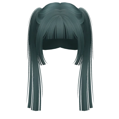 straight hime doll pigtails (dark teal)