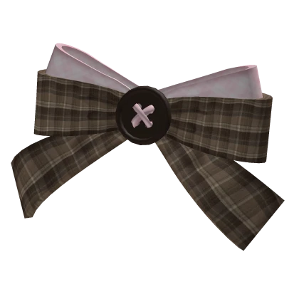 cute igari plaid dark brown button bow hairclip