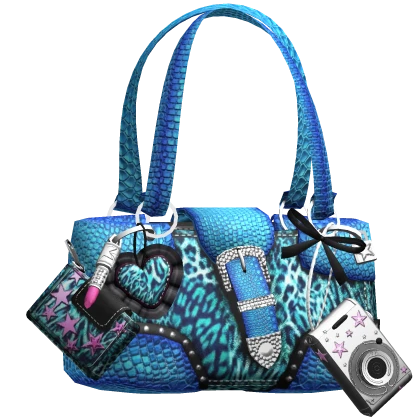 Gyaru 2000s Vintage Scene Icon Bag Blue Aqua