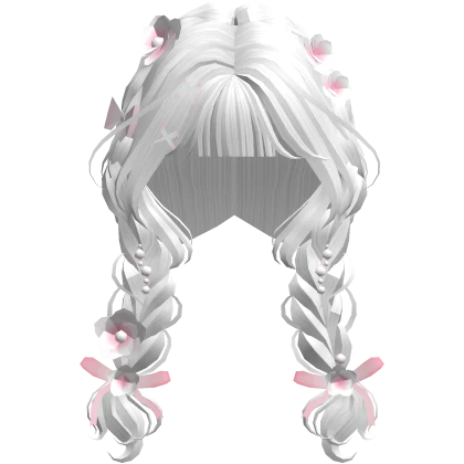 Cute White Braided Pigtails with Pink Flowers